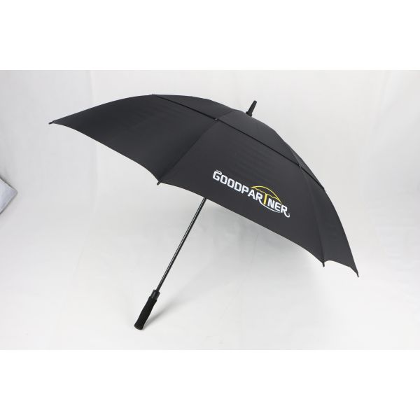 Black Pongee Vented Golf Umbrella , Wind Resistant Golf Umbrella EVA Handle