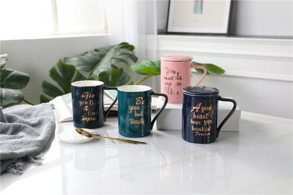 Drinkware 400ml 14oz Personalized Fine Porcelain Coffee Mugs With Lid