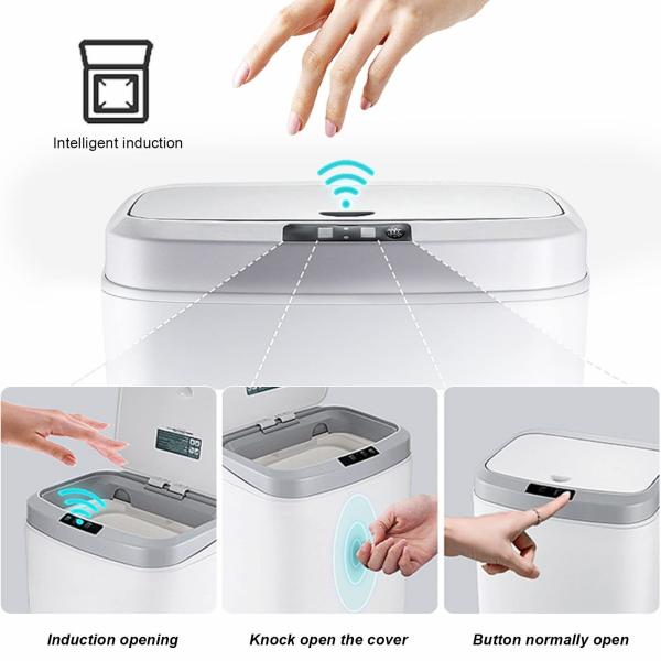 Automatic Sensor Trash Can 16L Recycler Kitchen Bin Rectangular Smart Bin Touchless Electric Waste Dust Bin USB Rechargeable