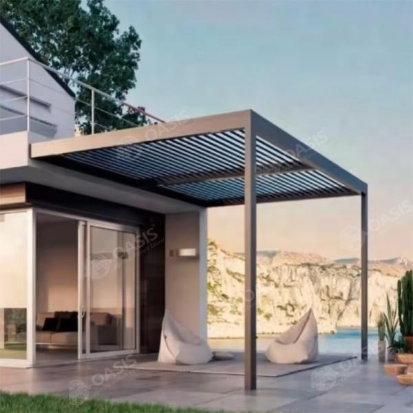 Luxury Freestanding Aluminum Automatic Louvered Pergola Modern Design For Patio