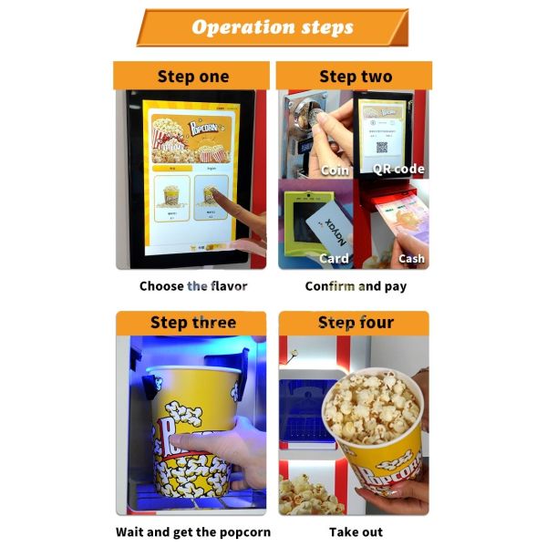 Popcorn Machine Card Operated Vendor Popcorn Coin Food Snack Vending Machine Distributors