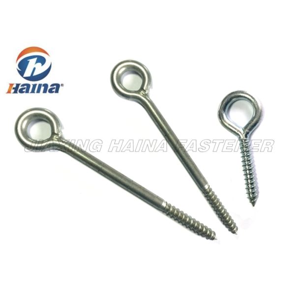 Stainless Steel Wire Eye Lag Bolt / Self Tapping Metal Eye Screws With Weld Hook