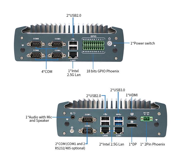 IBOX-1226 J6412 Промышленный мини-компьютер без вентилятора с 32 ГБ оперативной памяти и 12 В постоянного тока