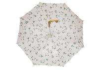 Petit parapluie en bois imprimé de bâton d'os droit, parapluie automatique de dames