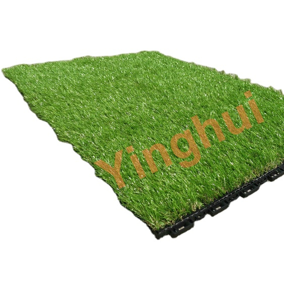 Modular Artificial Grass Turf Indoor Tiles Floor With PP Plastic Base for Balcony Garden