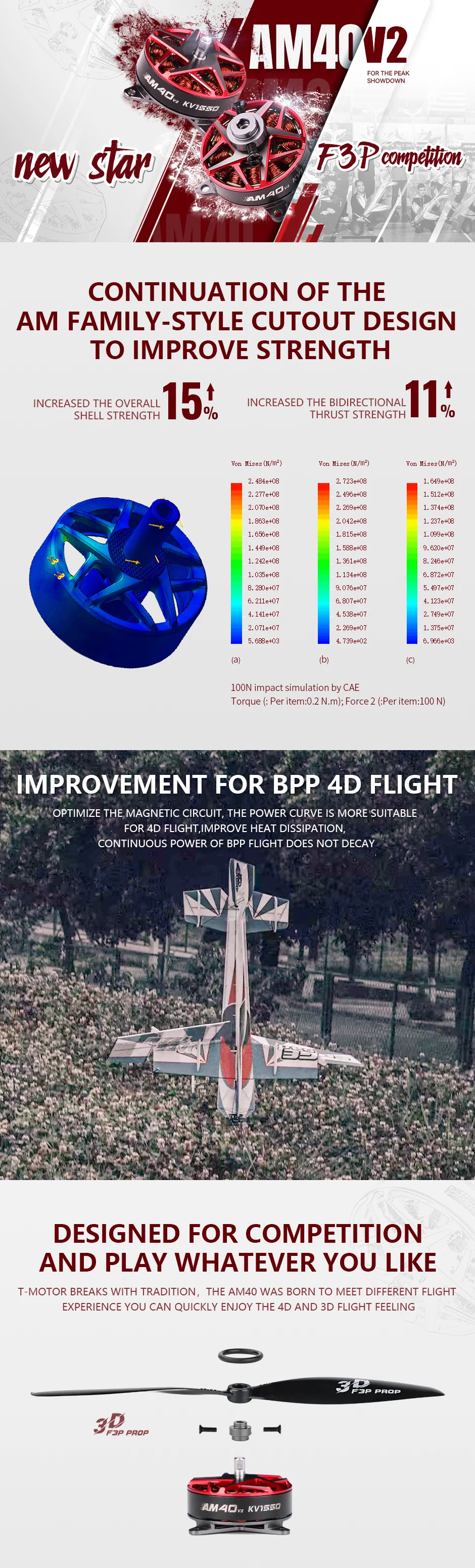 Tmotor Am40 V2 F3p 3d/4d Fixed Wing Powerful Motor