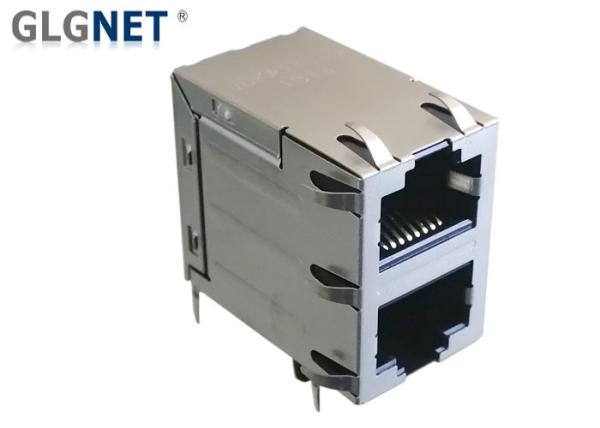 2 Ports 2x1 1G LAN RJ 45 Connector LCP Housing Stainless Steel Shield Without LED