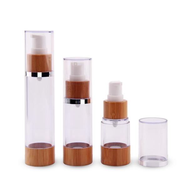 50ml Empty Airless Pump Bottles bamboo Refillable Plastic Vacuum Cosmetic Essence