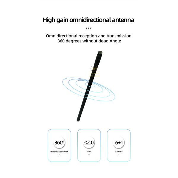 Antenna anti-drones de fibra de vidrio a prueba de agua para exteriores Conector de entrada N/F 35 mm de diámetro