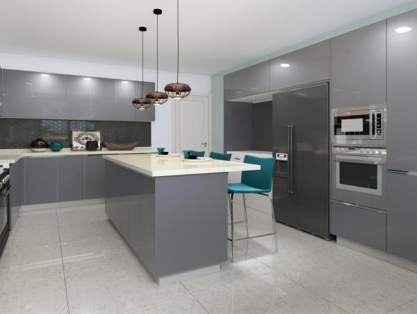 ISO Modern Gray Cabinet Kitchen Contemporary High Gloss Kitchen Cabinets Lacquer Built In Pantry Cabinet