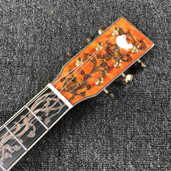 Custom Grand GD45md Madagascar Acoustic Guitar Solid Europe KOA Back Side Maple Top and Binding One Pcs Mahogany Neck LR