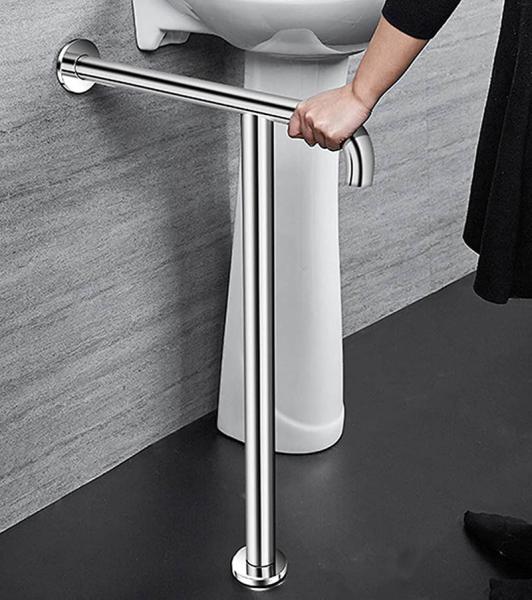 T Shaped Stainless Steel Grab Bar With Mirror Polishing Brushed Nickel Color