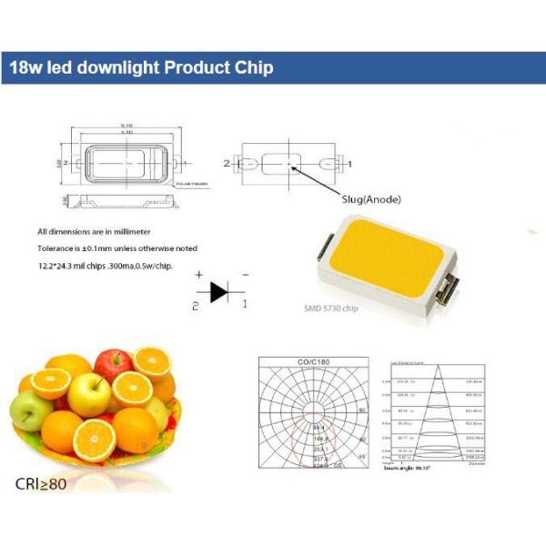 High Brightness Fire-proof 18w led downlight Recessed For Home / Office