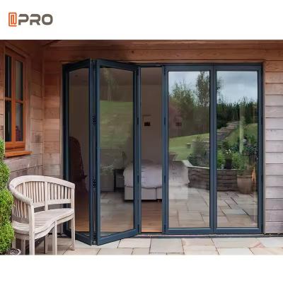Modern High Aluminum Double Glass Accordion Large Big Bifold Long Bi Fold Sliding Exterior Main Entrance Patio Folding Door