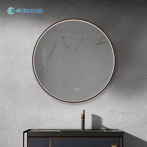Sala de estar Banho emoldurado Espelho de parede de vidro Espelho oval transparente Decoração 100-240V 50/60HZ