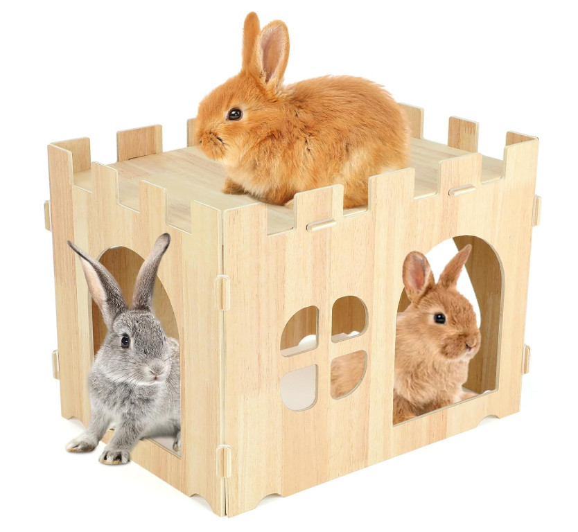 Best Selling Large Detachable Small Animal Wooden Rabbit House and Hideouts Bunny Castle