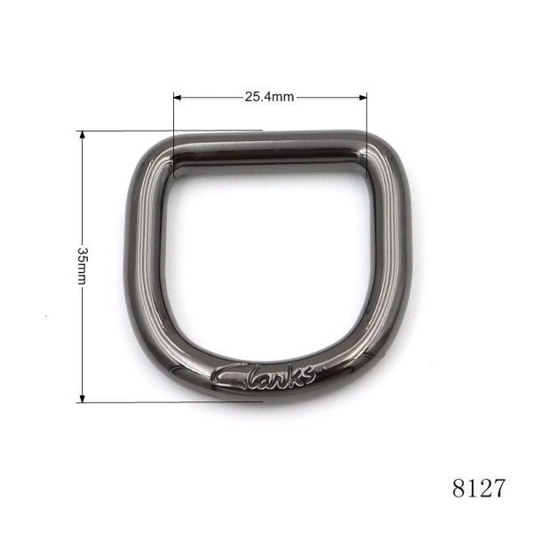 Heavy Duty Square D Ring 25mm Gunmetal Plated Custom Logo Zinc Alloy Round Metal D Ring Buckle For Bag