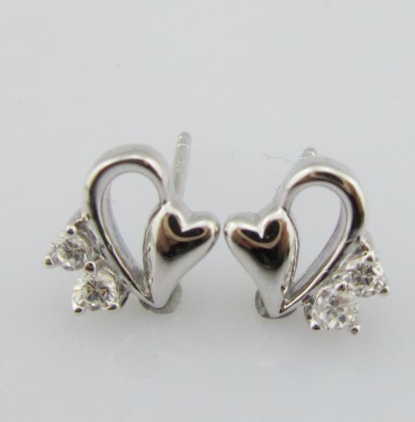 Heart-Shaped 925 Silver CZ Earrings  Romantic Accessory Girls Sterling Silver Earrings Small Silver Heart