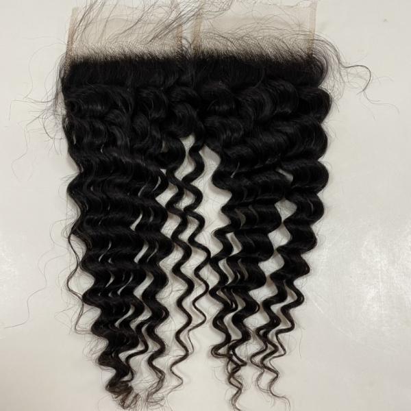 Deep wave 4X4  Customized 20A Natural Hairline Super Thin HD Lace Frontal100% Brazilian Human Hair Extensions