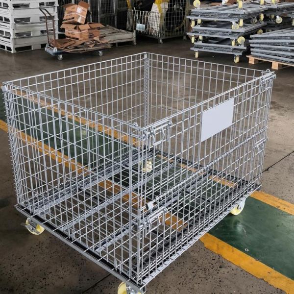 Folding Logistics Trolley Pallet Cage Metal Steel Storage Cage