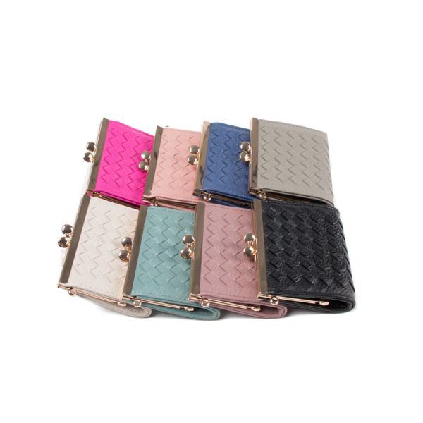 BM 10x2x9cm Zippered Coin Purse Woven Pu Leather ISO9001