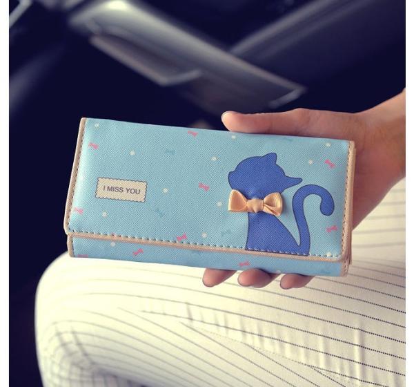 Tie cat wallet 2016 new Miss Han Ban lovely cartoon printed long section of loose change