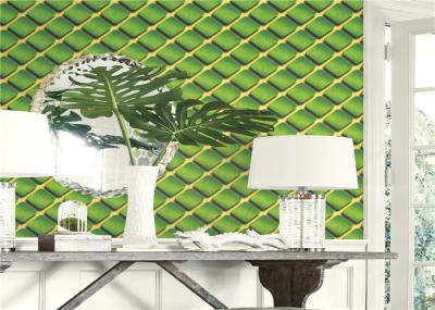 Elegant Green 3D PVC Wallpaper European Style For Study Room , 0.53m Width