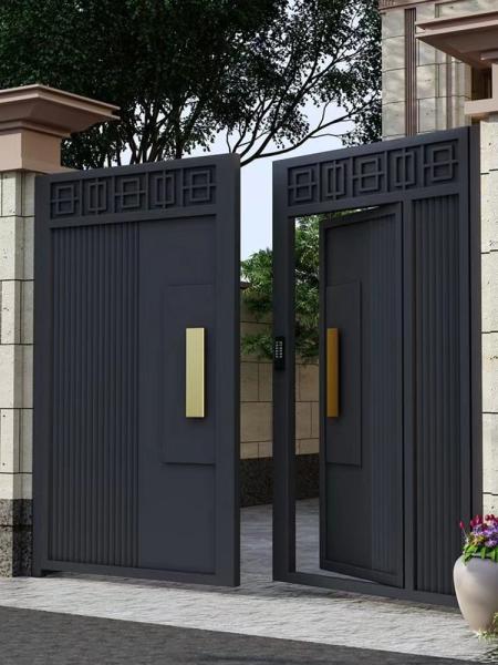 Outside Decoration Black Entrance Double Stainless Steel Door Wrought Iron Design Main Gate