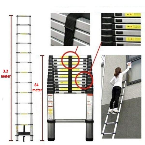 Sand Blasting Surface Aluminum Double Telescopic Ladder For Multifunction Use