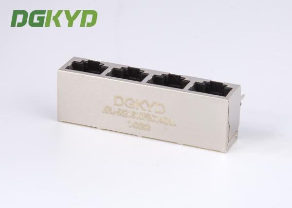 1x4 Right Angle Tab Down Shield RJ45 Connectors Quad Ports Ethernet Switch Sockets