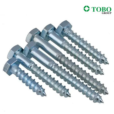 Grade 8.8 Galvanized Steel Zinc Plated Hex Head Coach Screw DIN571