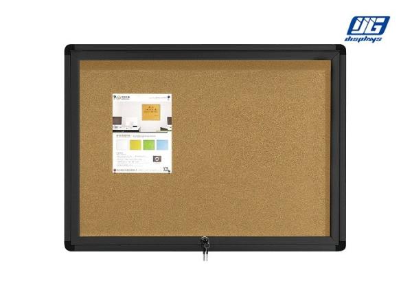 Black Frame Lockable Poster Cases Cork Back Board Round Corners Short Note Display