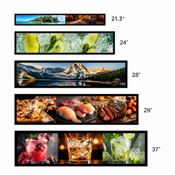 MJK Stretch Monitor 28.6 Inch LCD Display Digital Signage Shelf Talker Supermarket Advertising Screen SDK Elevator Subway