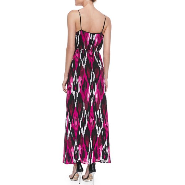 Printed Lace-Up Maxi Dress