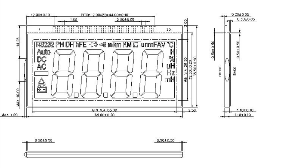 Мультиметр с положительно отражающим ЖК-дисплеем 6 O′Clock LCD Segment Display