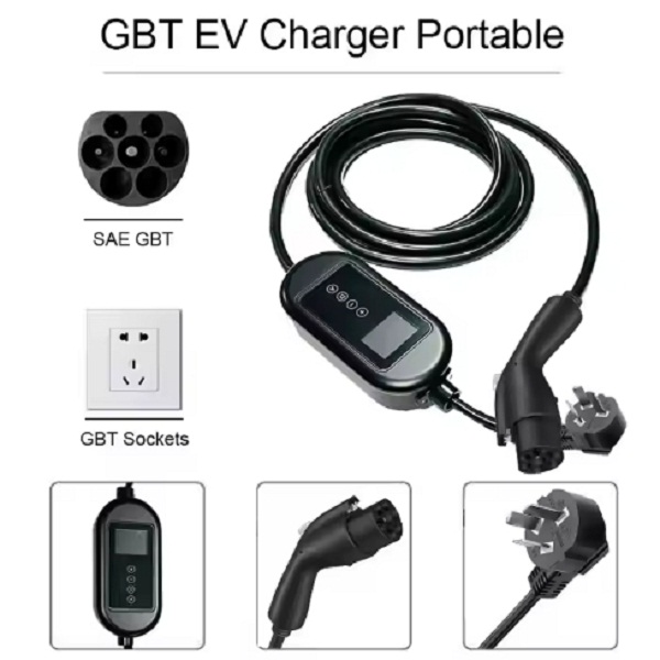 Cargador portátil EV de 7KW 32A 110V-240V con indicadores LED
