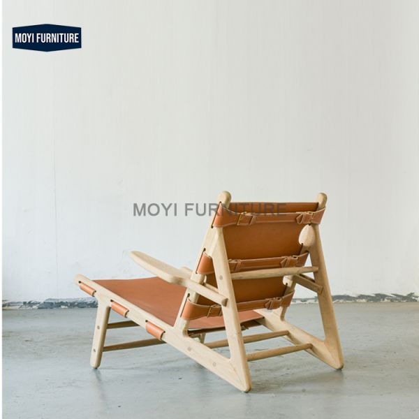 Leisure Chair Solid Wood Frame Durable Living Room Chair Adjustable Chair Featuring Ultrafine Fiber Leather Strap end