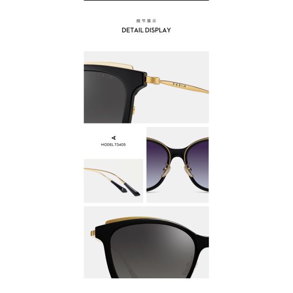 Metal PEI Mixture Frame Ladies Polarized Sunglasses Fashionable Cat Eye TAC Lens Eyeglass