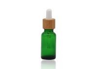Garrafas de vidro cosméticas verdes do conta-gotas do óleo 18mm com a pipeta de bambu da impressão do conta-gotas