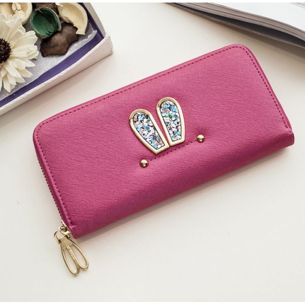 2016 new Korean simple fashion student Ms. cute rabbit long paragraph two fold wallet women