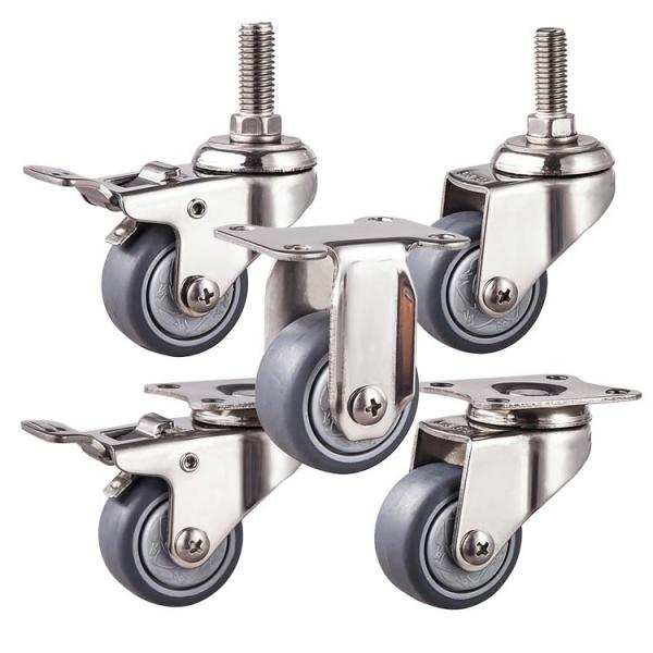 1.5 Inch TPR Soft Wheels Stainless Steel Rigid Plate Casters For Sale