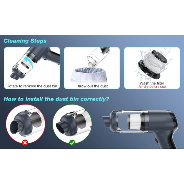 Portable Handheld Car Vacuum Cleaner 5500Pa Portable Mini Vacuum With Dual Mode