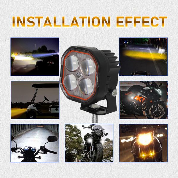 4 LED White Red Yellow Projector Spotlight LED Light For Motorcycle For Car
