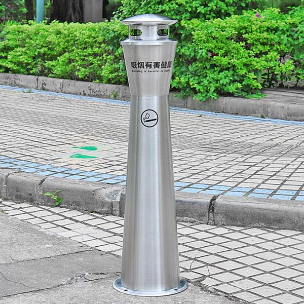 Vertical Customizable logo Hotel Smoke Extinguishing Column Outdoor Park Stainless Steel Smoke Extinguishing Trash Can