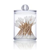 Cotton Swab Storage Box 10 oz Clear Plastic Apothecary Jar  for Bathroom