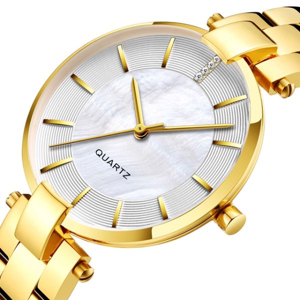 Parte traseira de aço inoxidável análoga do relógio de pulso 3bar 34mm Japão Movt do OEM para a senhora