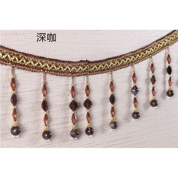Handmade fashionable chain beads lace tassels fringes for curtain/sofa/pillow decoration