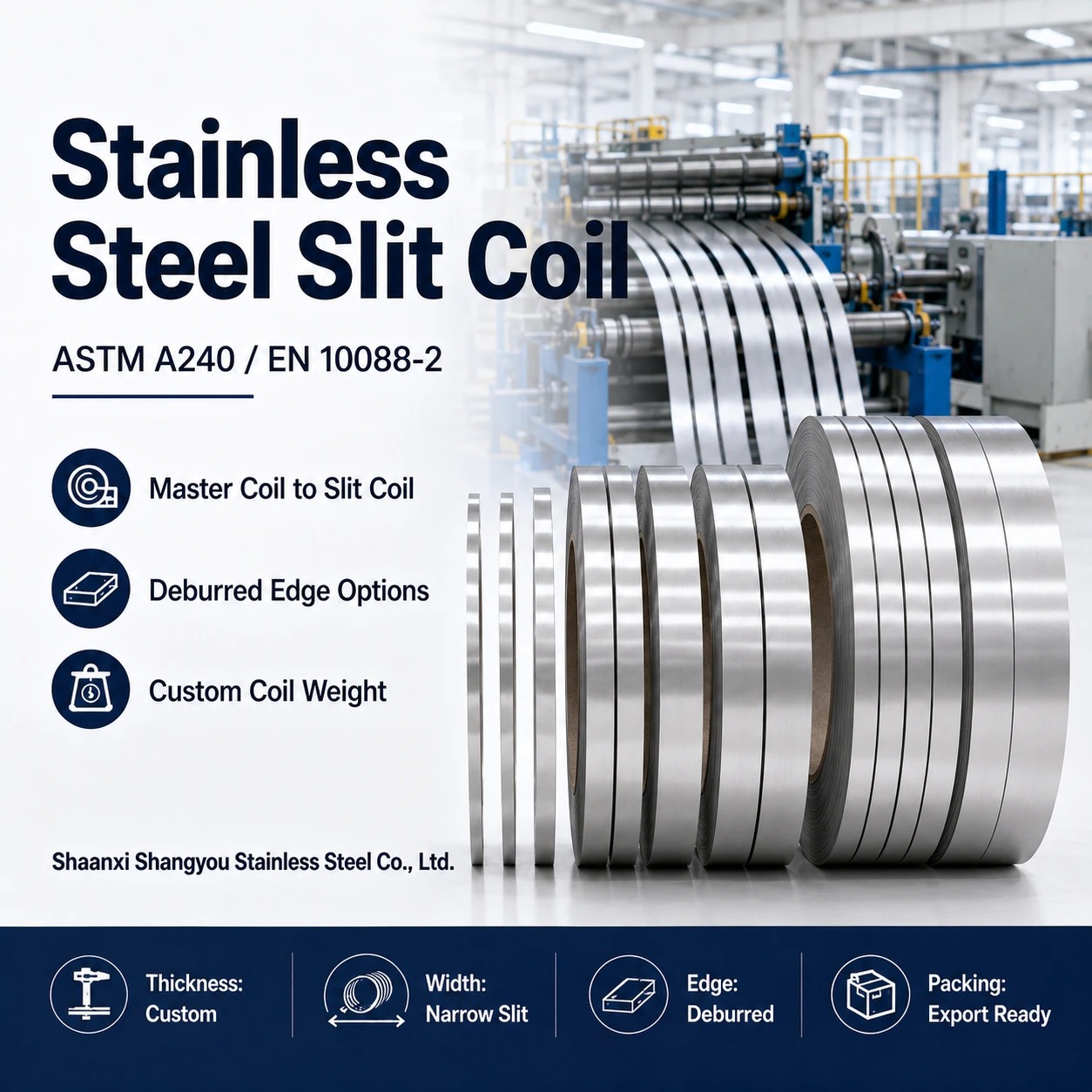 Stainless Steel Slit Coil Stainless Steel Slit Coil with Deburred Edge and Custom Coil Width