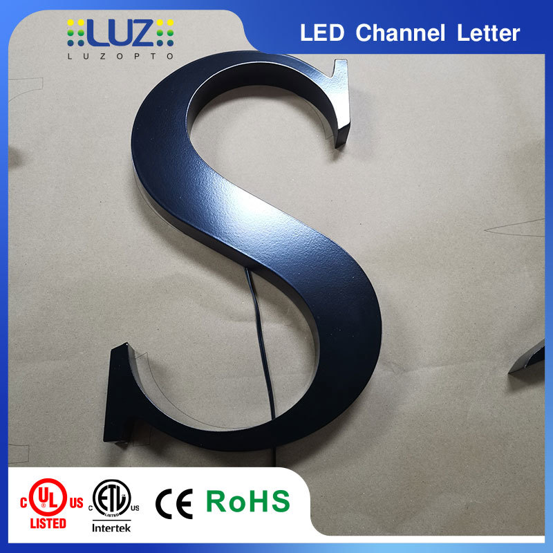 Custom 3D Halo Lit Channel Letters, Matte Black Aluminum Backlit LED Sign for Outdoor Business Storefront