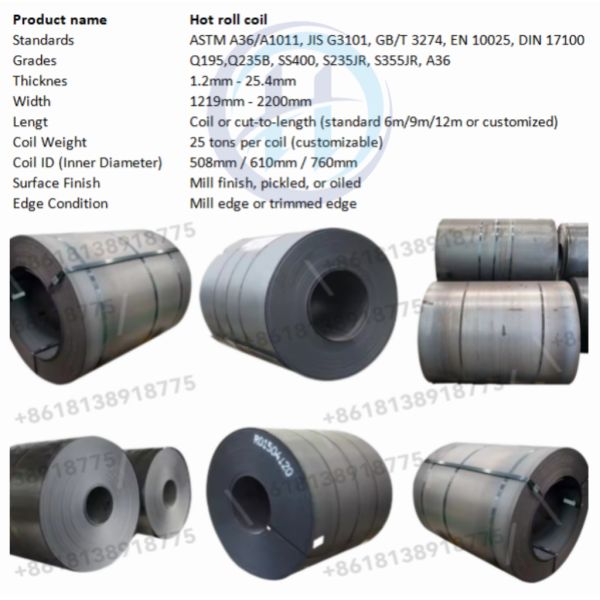 Coil de roulement à chaud Q195 Q235B Épaisseur 1,2 mm - 25,4 mm 25 tonnes par bobine